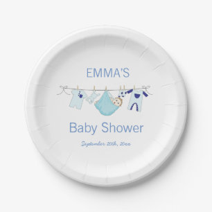 Boy Blue Wäsche Wäscheleine Baby Dusche Pappteller