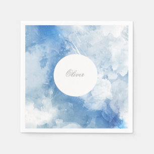 Boy Blue Watercolor Pattern Celebration Serviette