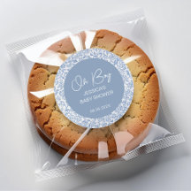 Boy Blue White Toile Blumenmuster Babydusche