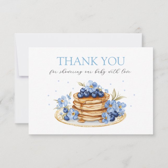 Boy Blueberry Pancake Baby Brunch Babydusche Dankeskarte (Vorderseite)