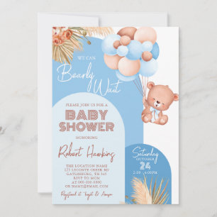 Boy Boho Arch Teddy Bear Bear Bearly Wait Baby Dus Einladung