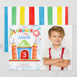 Boy Bounce Geburtstag Foto Einladung