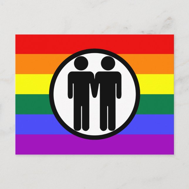 Boy + Boy Rainbow Postkarte (Vorderseite)