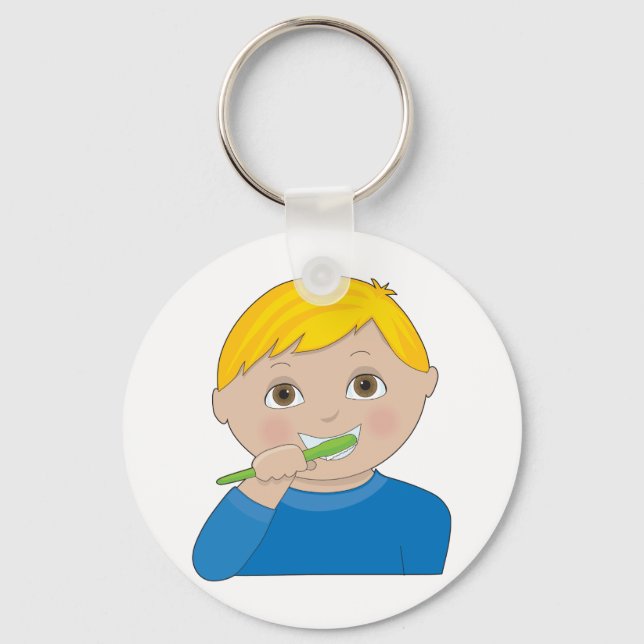 Boy Brushing Teeth Schlüsselanhänger (Vorderseite)