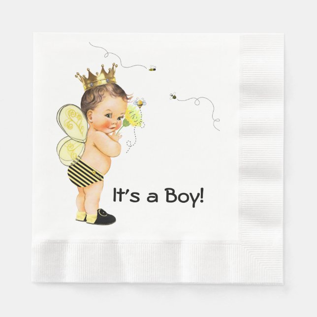 Boy Bumble Bee Baby Dusche Serviette (Vorderseite)