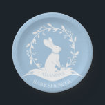 Boy Bunny Baby Shower 7" Platte Pappteller<br><div class="desc">Niedliches Hasen für eine Babydusche. Ändern Sie unsere Hintergrundfarbe, indem Sie auf Anpassen klicken und unsere Farbauswahl verwenden. Matching Artikel in unserem Shop erhältlich.</div>