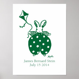 Boy Bunny in einem grünen Geburtstagsposter Poster