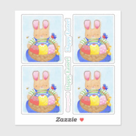 Boy Bunny mit Basket Sticker