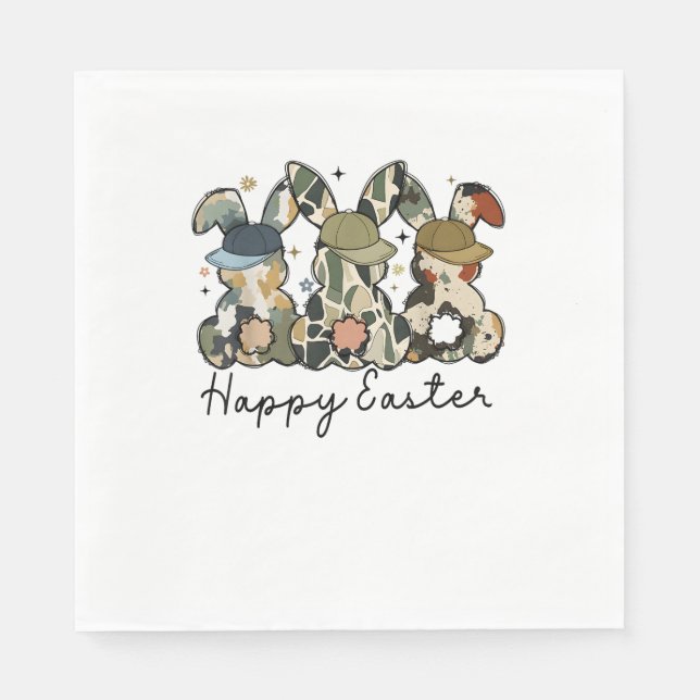 Boy Bunny Rabbit Duck Camouflage Camouflage Hat Ba Serviette (Vorderseite)