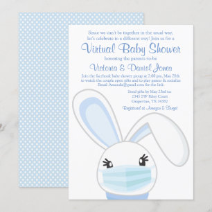 Boy Bunny Rabbit Mask Virtual Baby Dusche Einladung