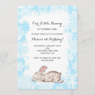 Boy Bunny Rabbit Winter Geburtstagsparty Einladung