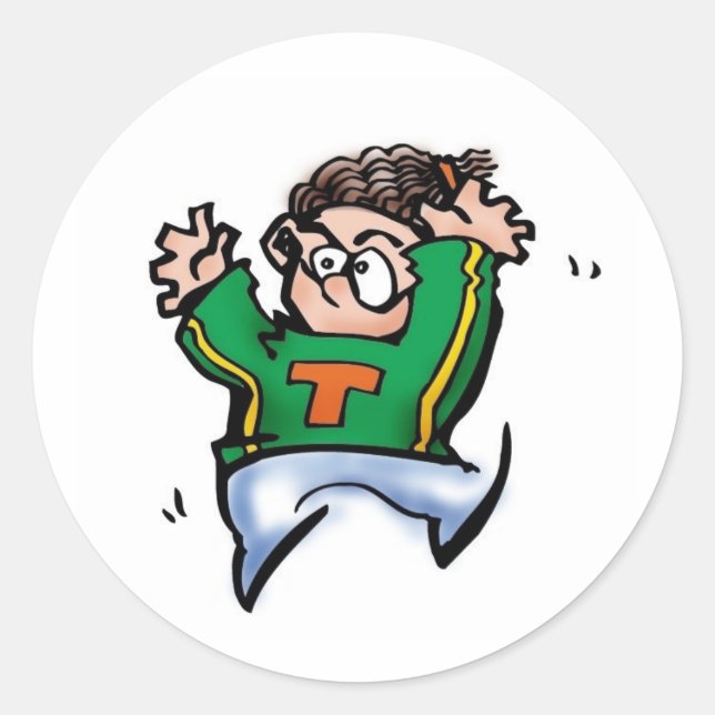 Boy Cheerleader Runder Aufkleber (Vorderseite)