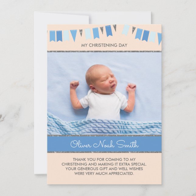 Boy Christening/Taufe Vielen Dank Karte (Vorderseite)