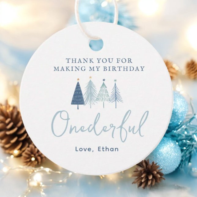 Boy Christmas Tree Onederful Birthday Vielen Dank Geschenkanhänger (Von Creator hochgeladen)