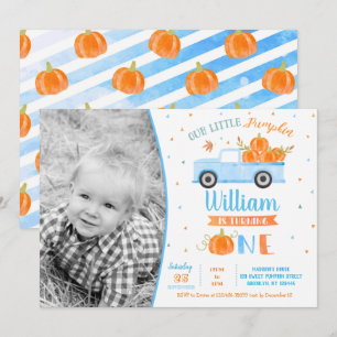 Boy Citrouille Blue Truck Invitations d'anniversai