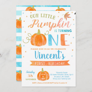 Boy Citrouille First Birthday Invitations Automne 