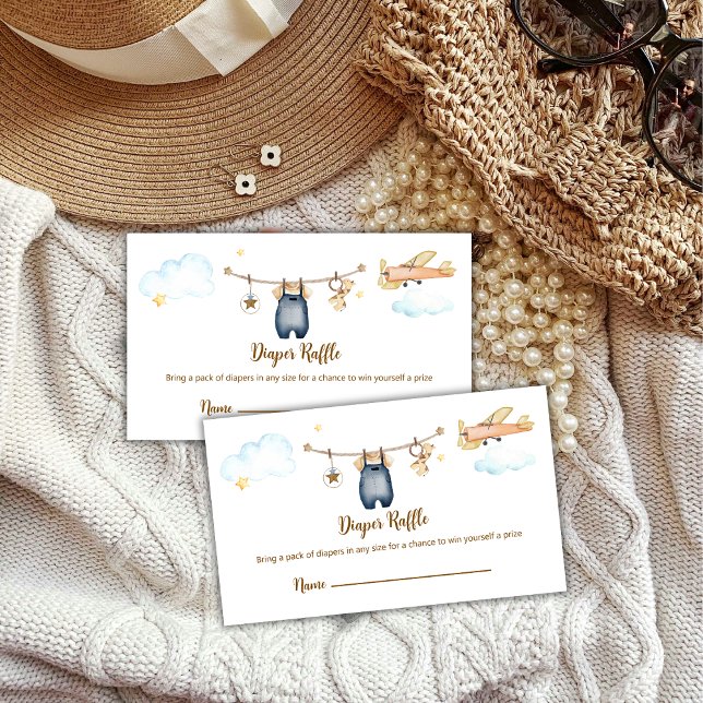 Boy Clothesline Airplane Diaper Raffle Baby Shower Begleitkarte (Boy Clothesline Airplane Diaper Raffle Baby Shower Enclosure Card)