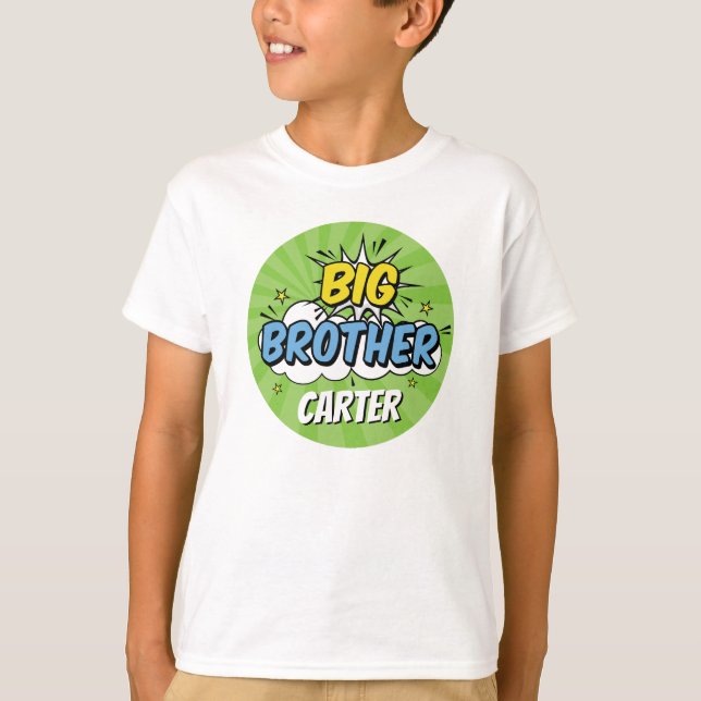 Boy Comic Book Superhero Kinderdusche Big Brother T-Shirt (Vorderseite)