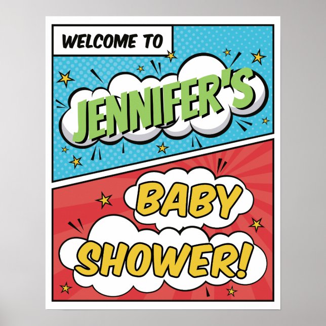 Boy Comic Book Superhero Kinderdusche Willkommen Poster (Vorne)