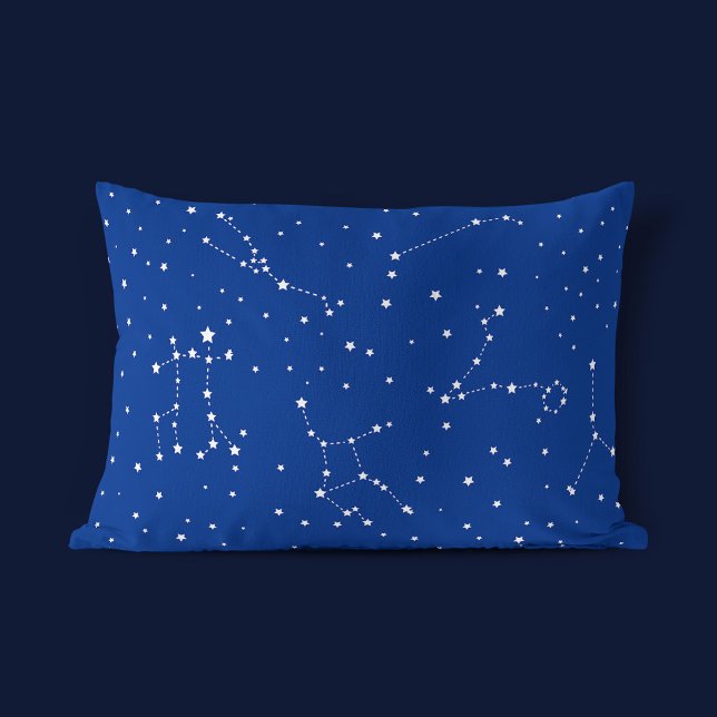 Boy Constellation Blue White Starry Night Sky Kissenbezug (Mockup)