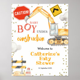 Boy Construction Yellow Truck Begrüßungszeichen Poster