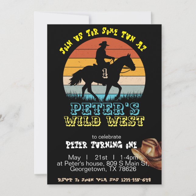 Boy Cowboy zum Geburtstag Einladung, Editierbar me Einladung (Vorderseite)