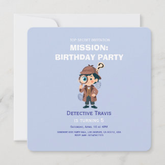 Boy Cute Detective Birthday Invitation Einladung