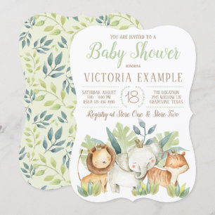 Boy Cute Safari Animal Baby Douche Invitations