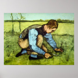 Boy Cutting Grass with Sickle von Vincent van Gogh Poster