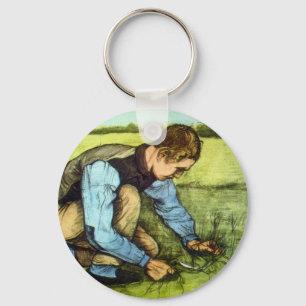 Boy Cutting Grass with Sickle von Vincent van Gogh Schlüsselanhänger