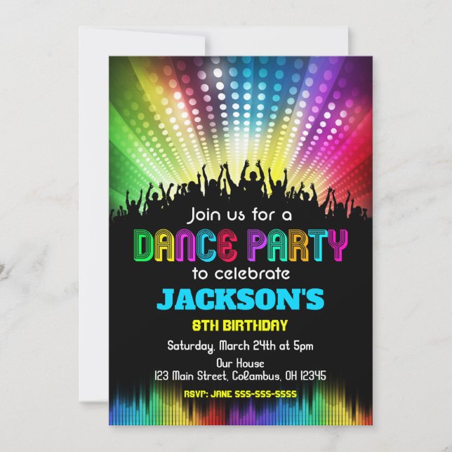 Boy Dance Party Anniversaire Invitation (Devant)