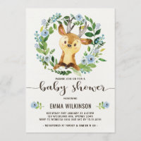 Boy Deer Baby Dusche Einladung Little Buck Wreath