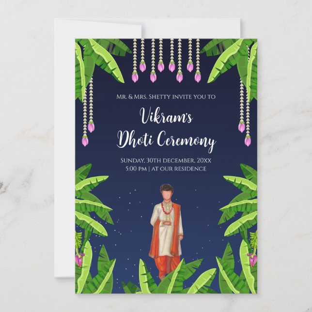 Boy Dhoti Ceremony invitation numérique (Devant)