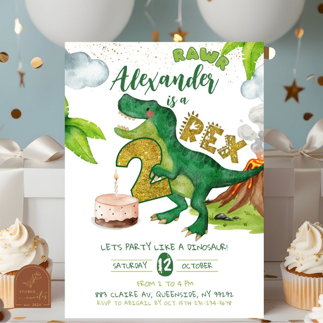 Boy Dinosaur 2-rex birthday Invitation (Créateur téléchargé)