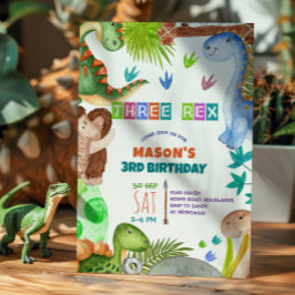 Boy Dinosaur 3rd Birthday Invitation