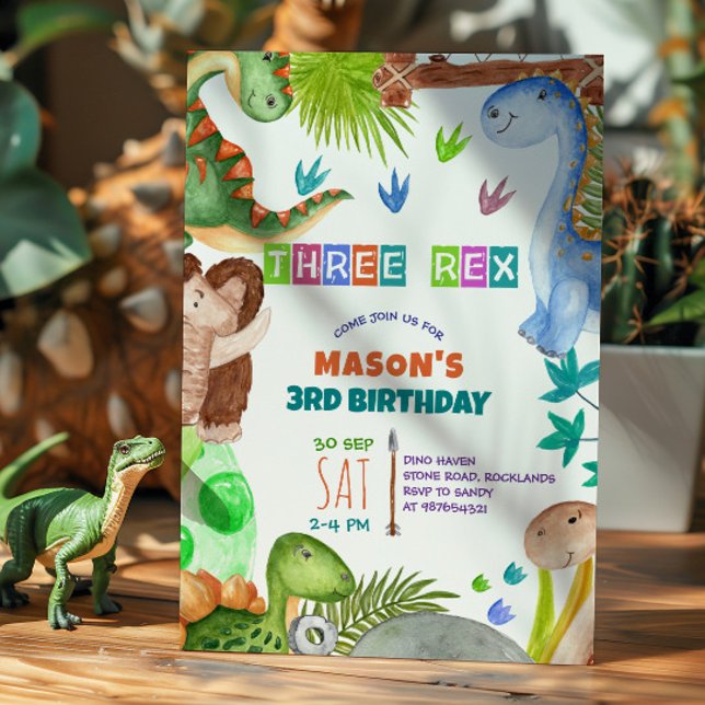 Boy Dinosaur 3rd Birthday Invitation Einladung (Von Creator hochgeladen)