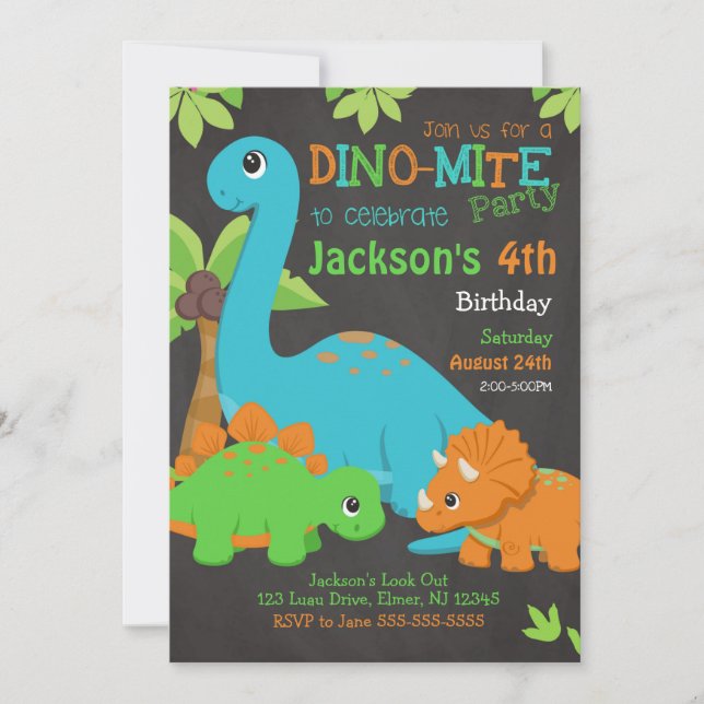 Boy Dinosaur Anniversaire Invitation / Dino Party (Devant)