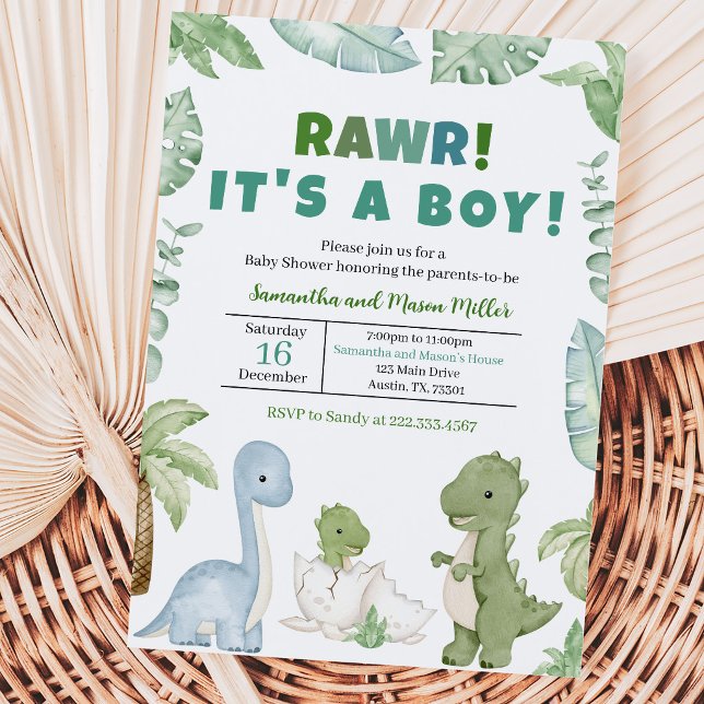 Boy Dinosaur Baby Dusche Einladung (Von Creator hochgeladen)