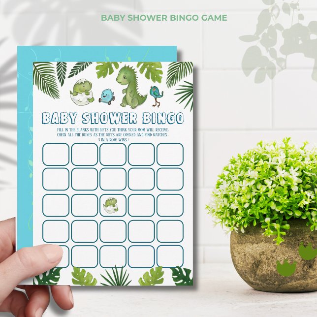 Boy Dinosaur Baby Shower Bingo Game - Eröffnung ei Einladung (Boy Dinosaur Baby Shower Bingo Game - Gift Opening Invitation)