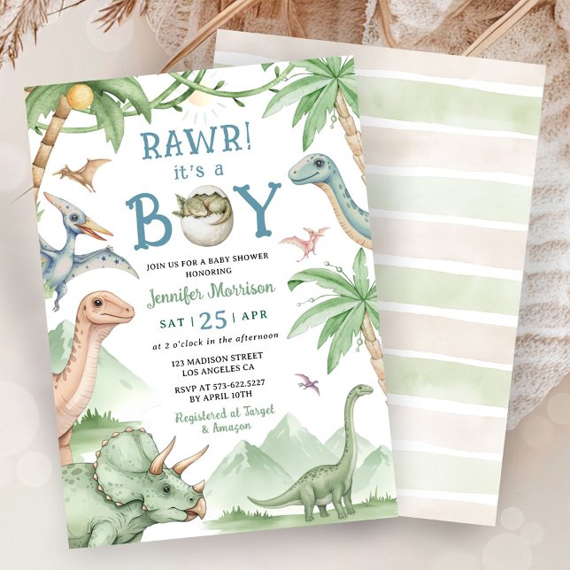 Boy Dinosaur Baby Shower Invitation  (Créateur téléchargé)