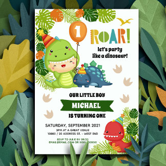 Boy Dinosaur Birthday Einladung