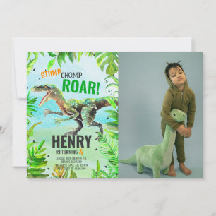 Boy Dinosaur Birthday Foto Einladung