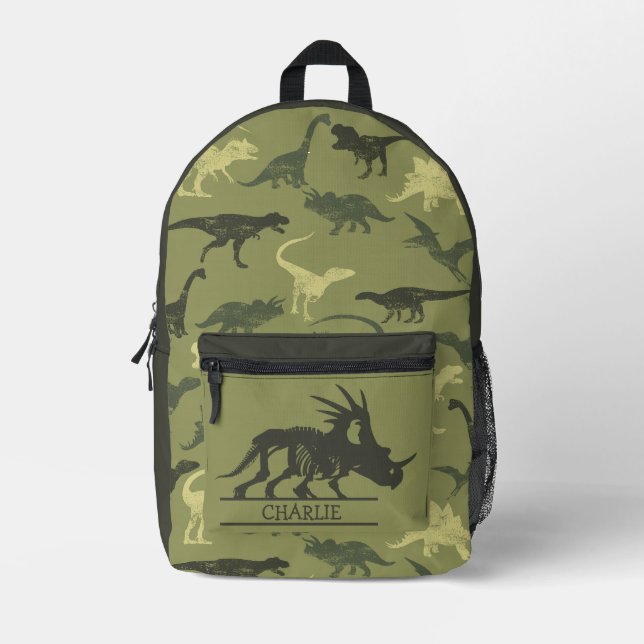 Boy Dinosaur Green Thema gedruckter Rucksack (Vorderseite)