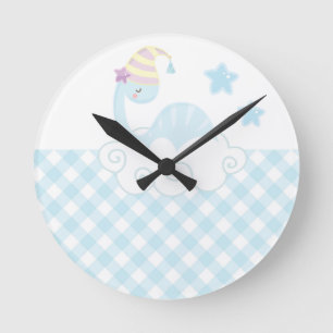 Boy Dinosaurier Schlafen Runde Wanduhr