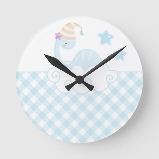 Boy Dinosaurier Schlafen Runde Wanduhr (Vorderseite)