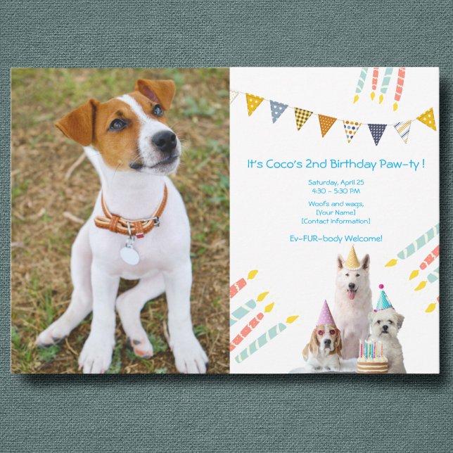 Boy Dog Birthday Party photo Invitation (Créateur téléchargé)