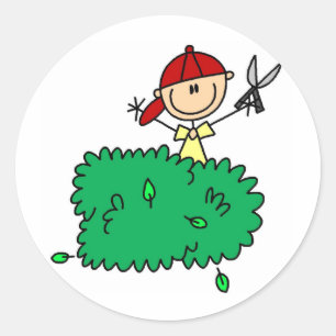 Boy Doing Yardwork Sticker