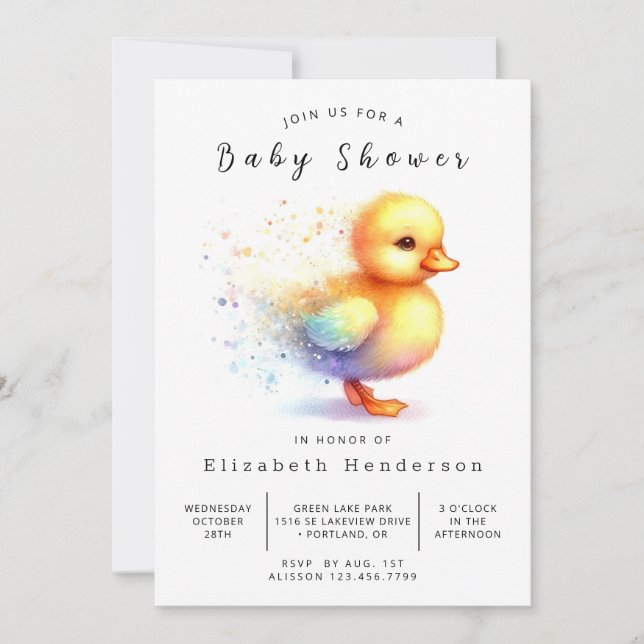 Boy Editable Duck Baby Duck Einladung (Vorderseite)