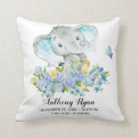 Boy Elephant Baby Birth Stats Pillow Kissen<br><div class="desc">Niedliches Elefantenkissen für einen kleinen Jungen. Einfach mit den Geburtsdaten des Babys personalisieren! Ändern Sie die Hintergrundfarbe,  indem Sie auf Anpassen klicken und unsere Farbauswahl verwenden. Matching Artikel in unserem Shop erhältlich.</div>