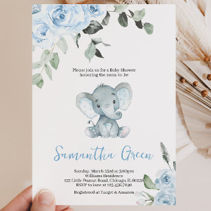 Boy Elephant Baby Dusche Einladung